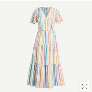 J Crew faux wrap dress in rainbow gingham